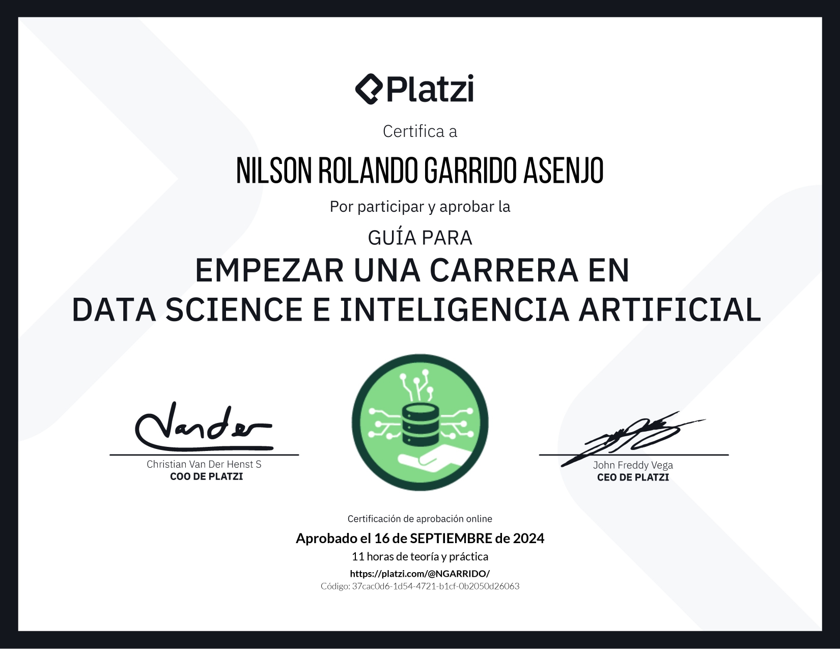 Certificado Guía para Empezar una Carrera en Data Science e Inteligencia Artificial