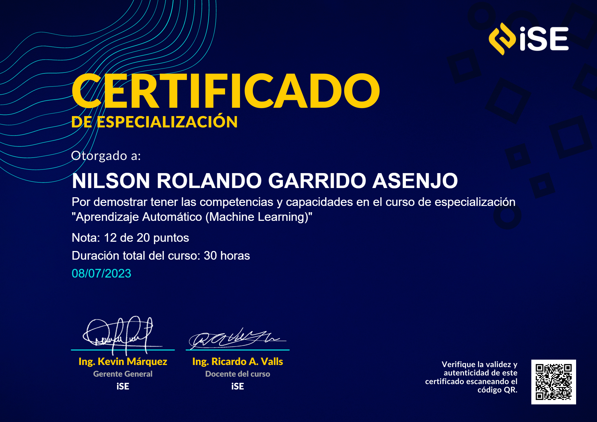 Certificado Aprendizaje Automático (Machine Learning)