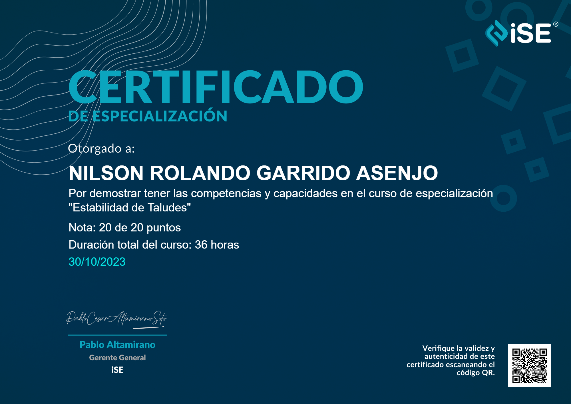 Certificado Estabilidad de Taludes