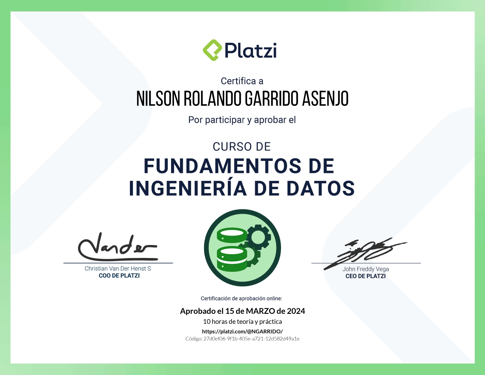 Certificado Fundamentos de Ingeniería de Datos