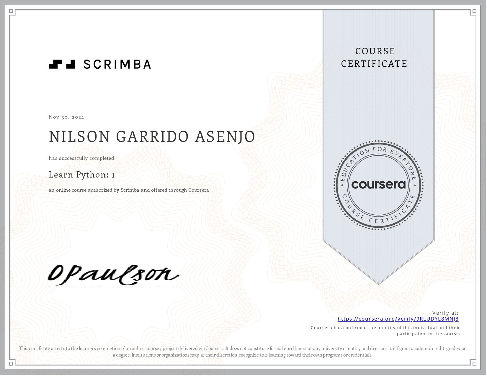 Certificado Learn Python: 1