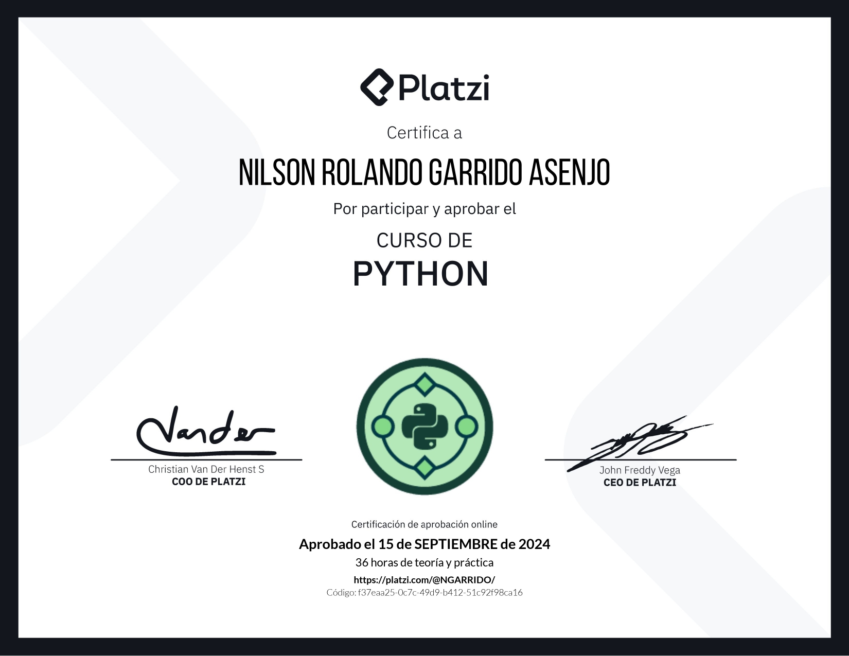 Certificado Curso de Python