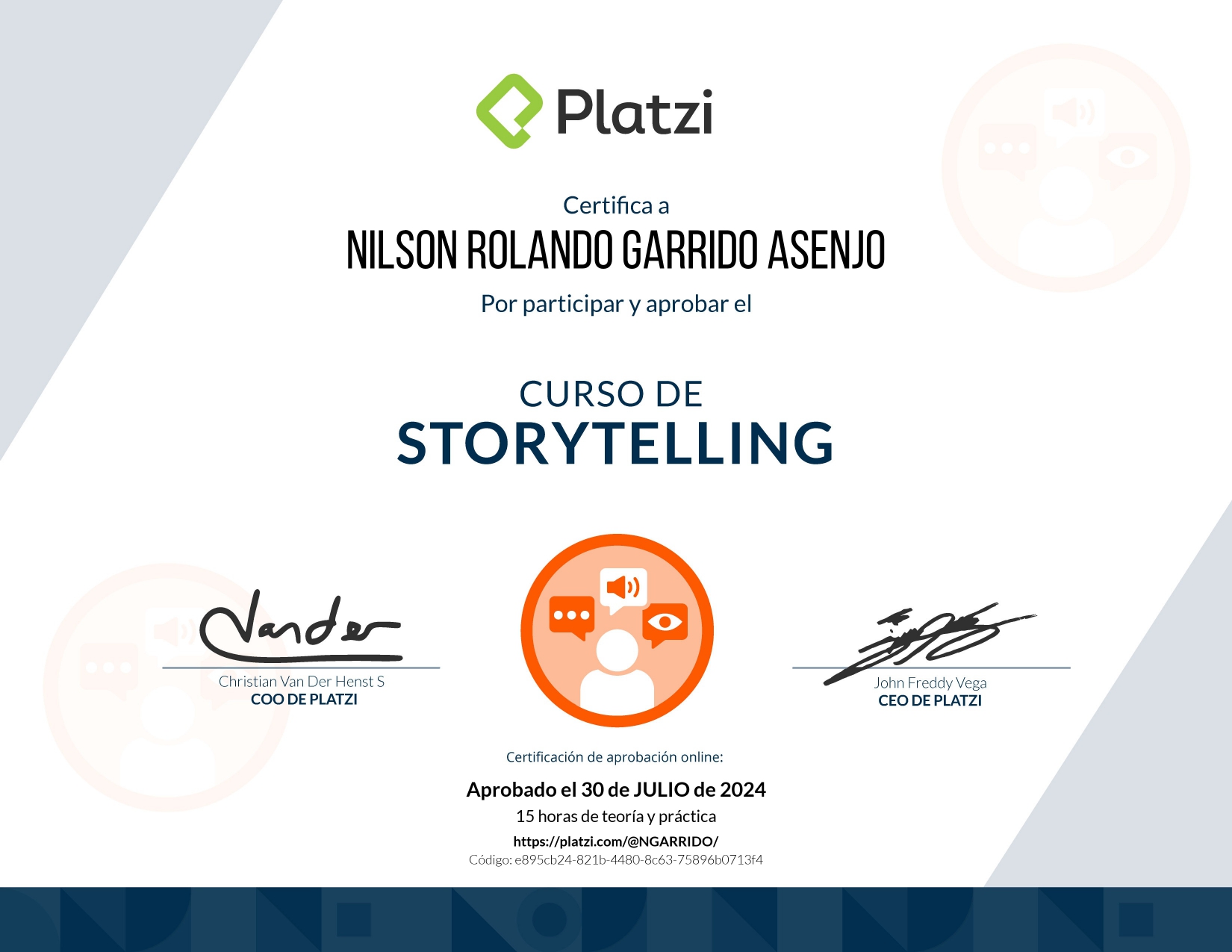 Certificado Curso de Storytelling