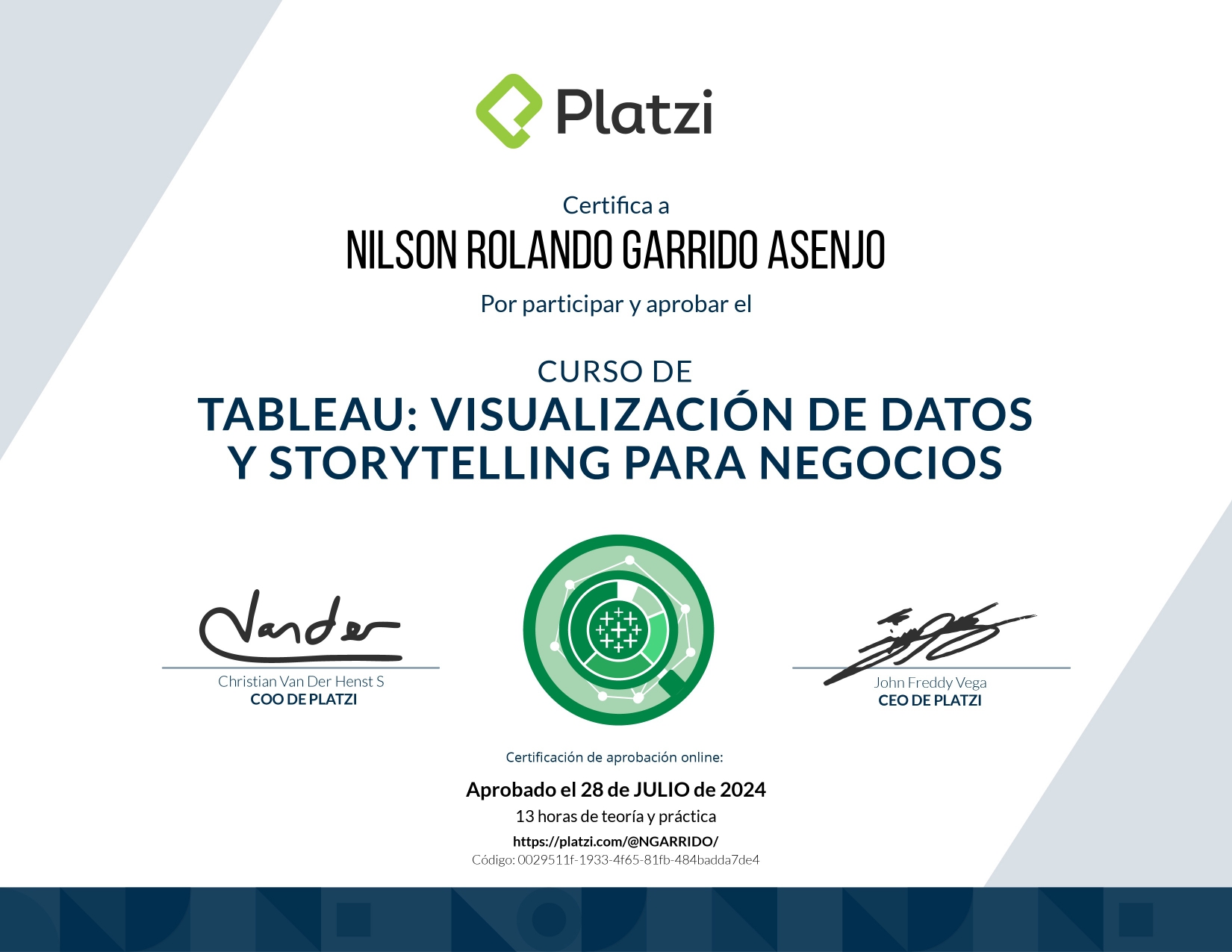 Certificado Tableau: Visualización de Datos y Storytelling para Negocios