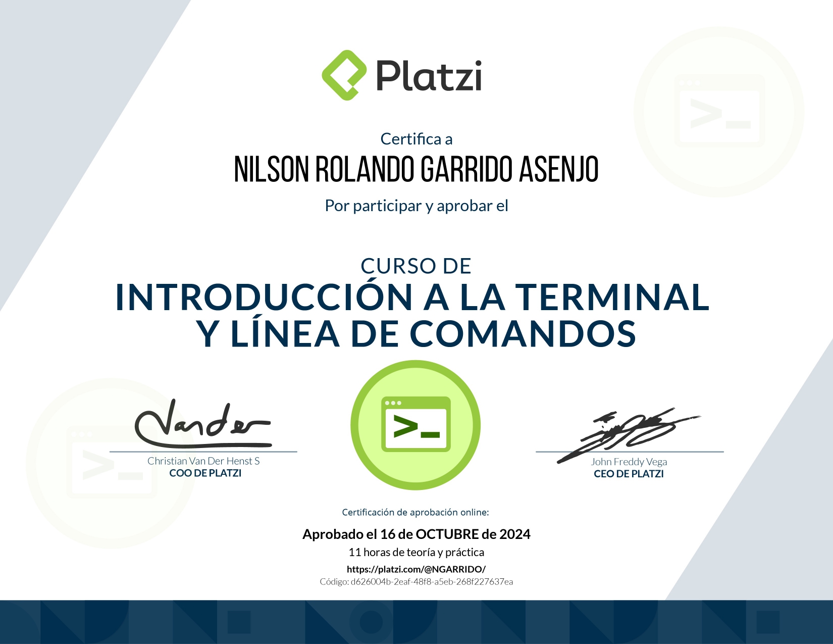 Certificado Introducción a la Terminal y Línea de Comandos